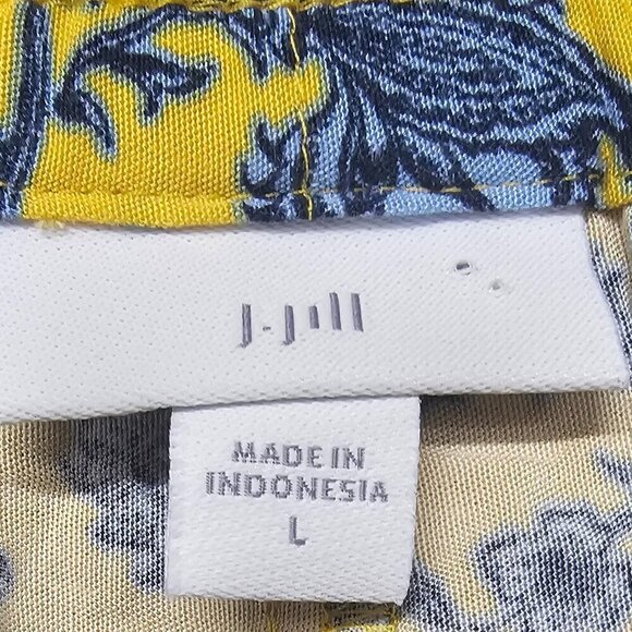 NWOT J. Jill Yellow Blue Floral Boho Tassel Pullon Elastic Waist Comfy Shorts L - Picture 7 of 10